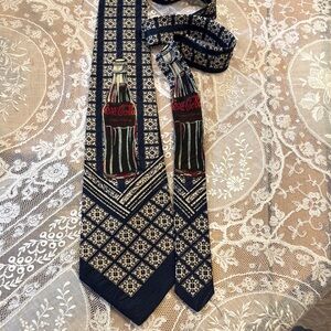 Coca Cola Navy and Cream Silk Tie with Bottle Motif